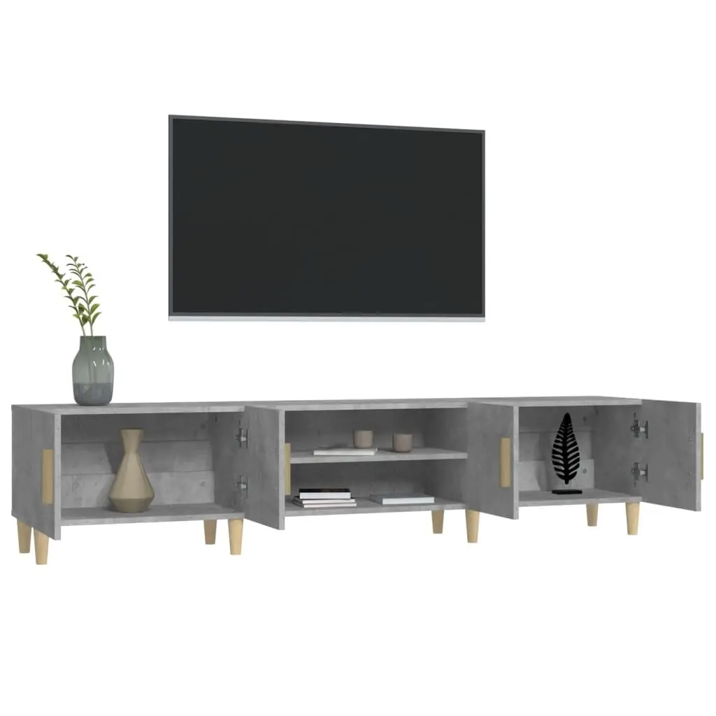 Grey Engineered Wood TV Cabinet with 4 Storage Compartments