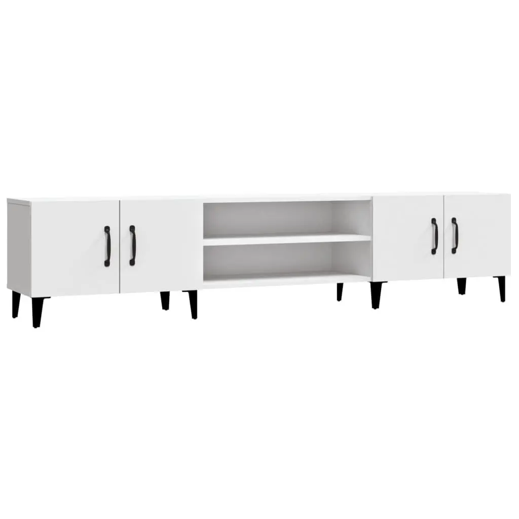 White Engineered Wood TV Cabinet with 4 Doors