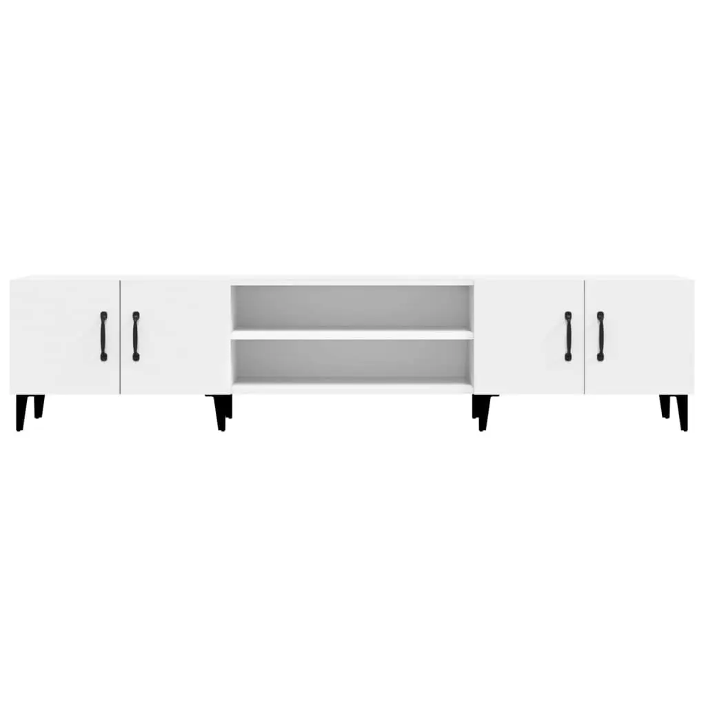 White Engineered Wood TV Cabinet with 4 Doors
