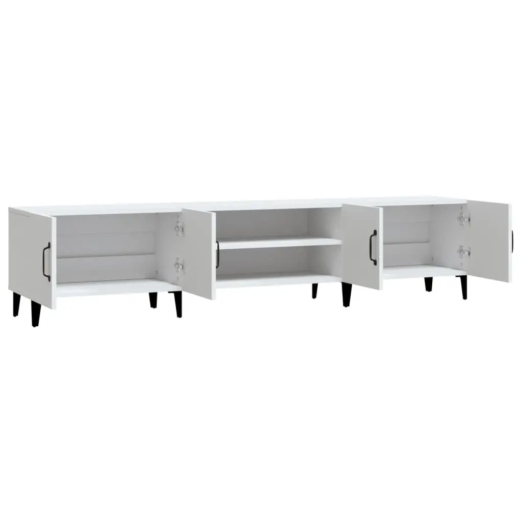 White Engineered Wood TV Cabinet with 4 Doors