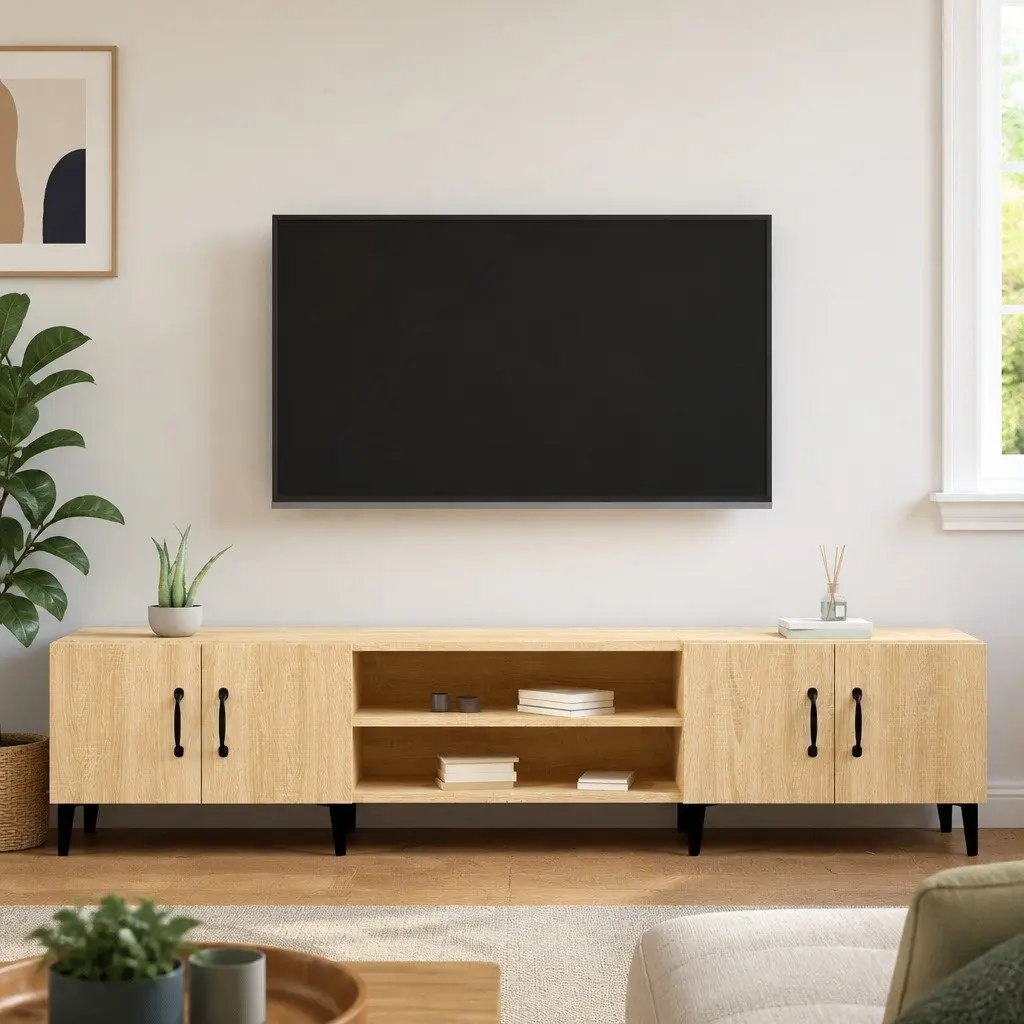 Brown Engineered Wood TV Cabinet with Storage