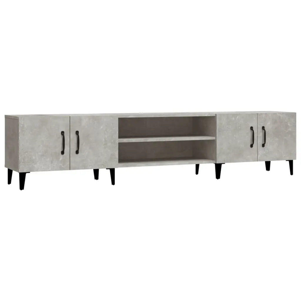 Grey TV Cabinet Storage Unit with 4 Doors and Compartments