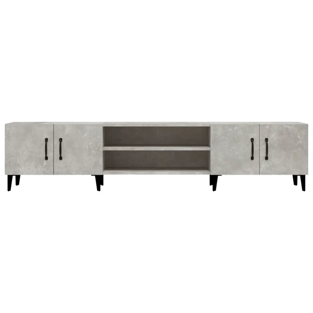 Grey TV Cabinet Storage Unit with 4 Doors and Compartments