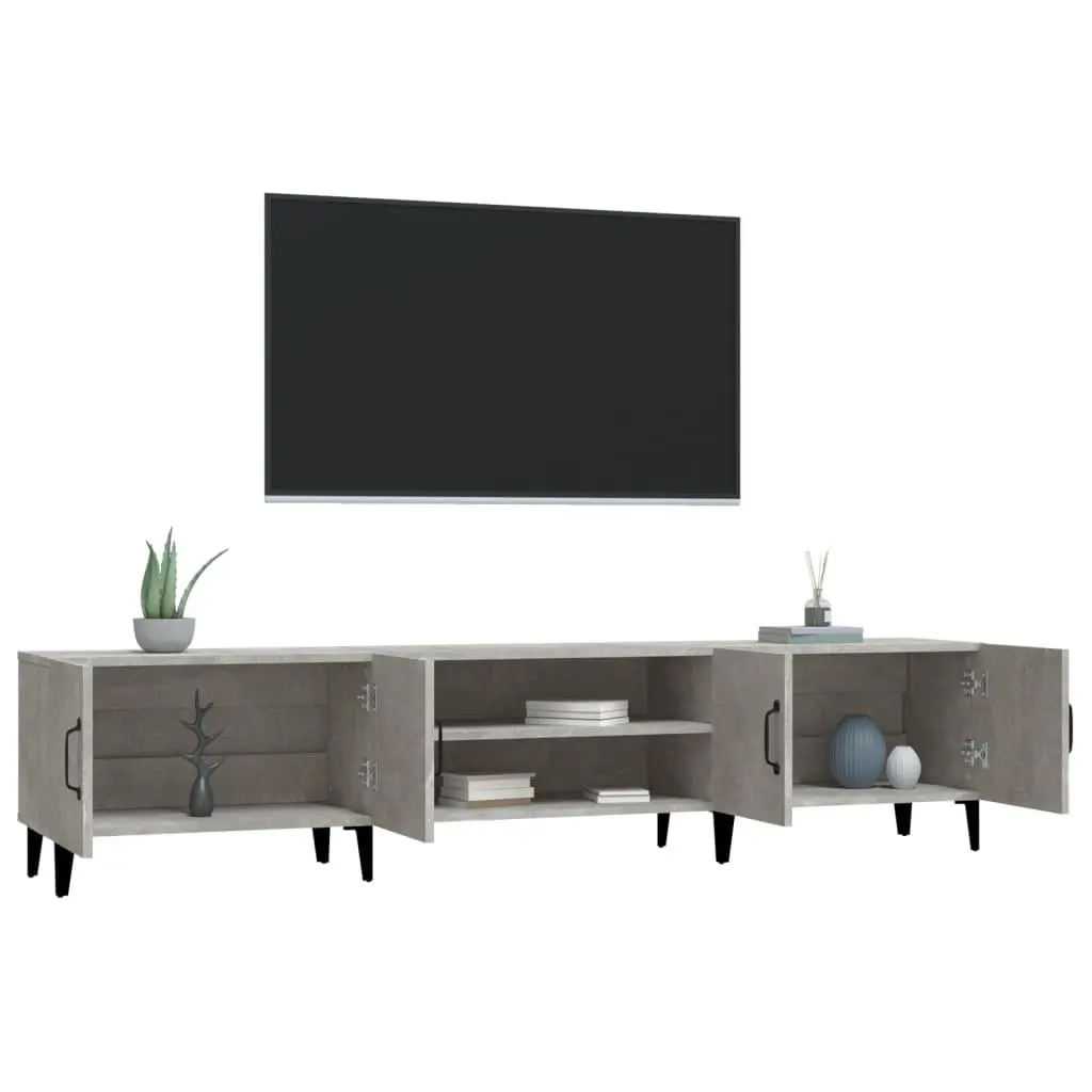 Grey TV Cabinet Storage Unit with 4 Doors and Compartments