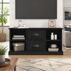Stylish Black TV Cabinet with Ample Storage Features