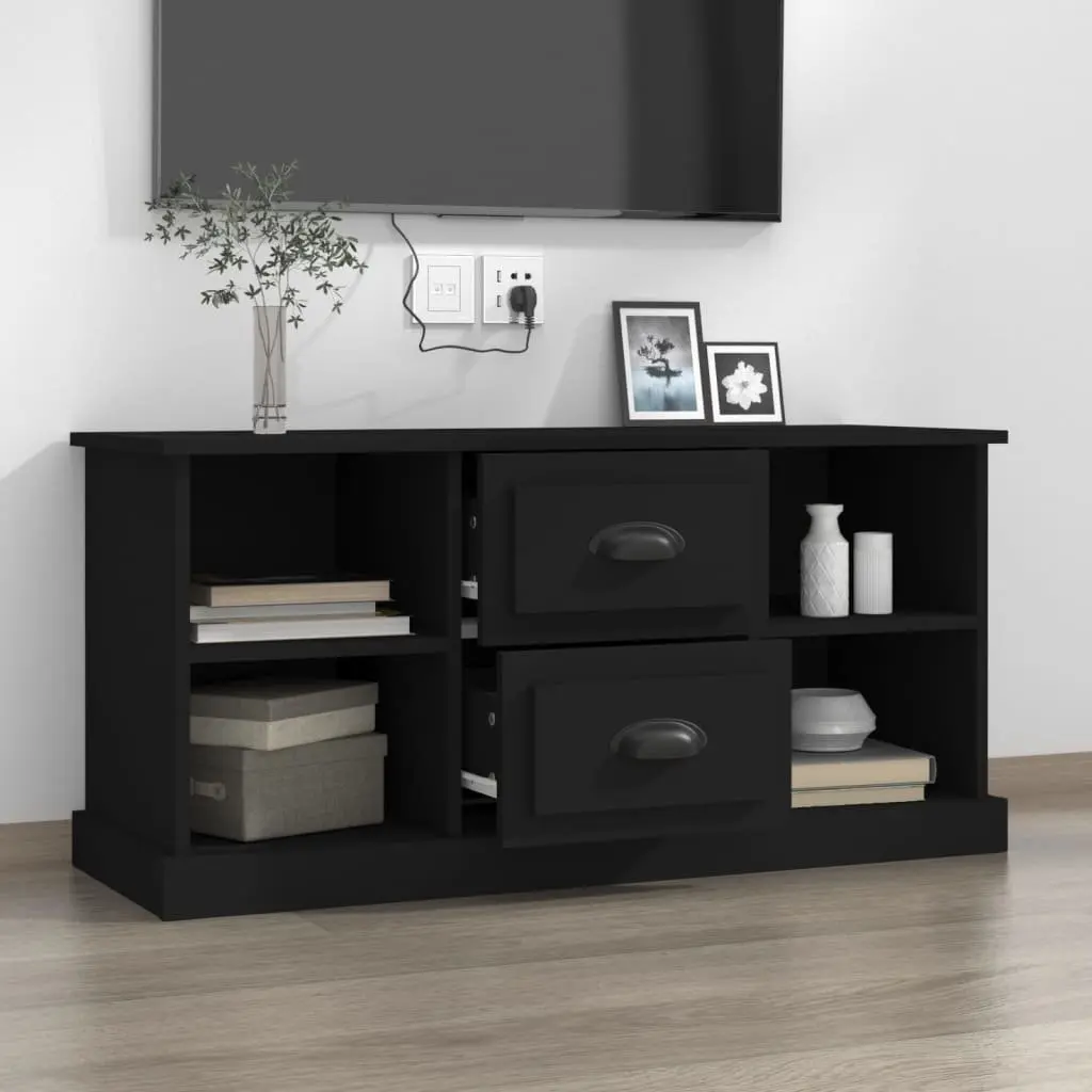 TV Cabinet Black 99.5x35.5x48 cm Storage Unit with Drawers and Shelves