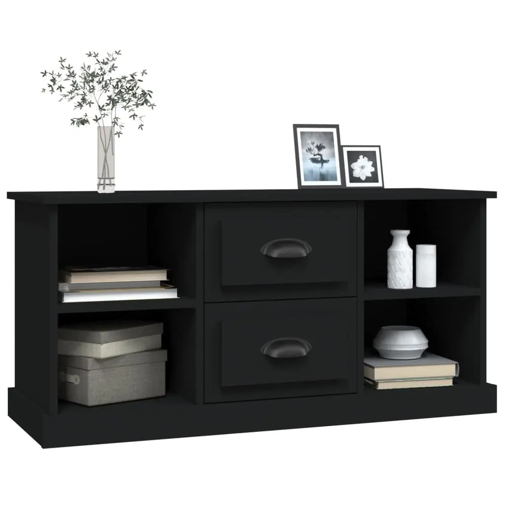 TV Cabinet Black 99.5x35.5x48 cm Storage Unit with Drawers and Shelves