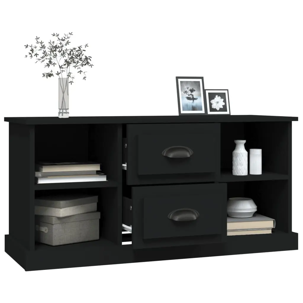 TV Cabinet Black 99.5x35.5x48 cm Storage Unit with Drawers and Shelves