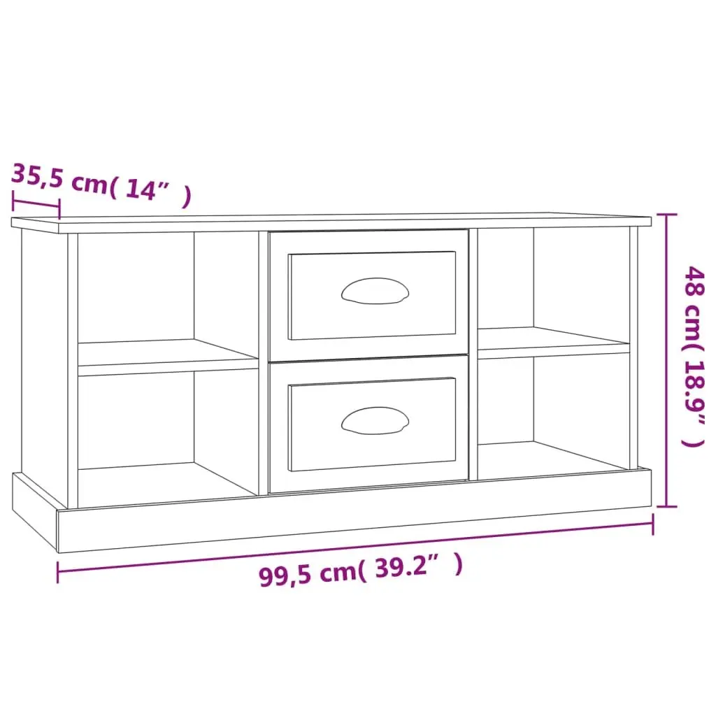 TV Cabinet Black 99.5x35.5x48 cm Storage Unit with Drawers and Shelves
