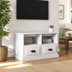 Stylish White TV Cabinet 80x35x50 cm with Drawers
