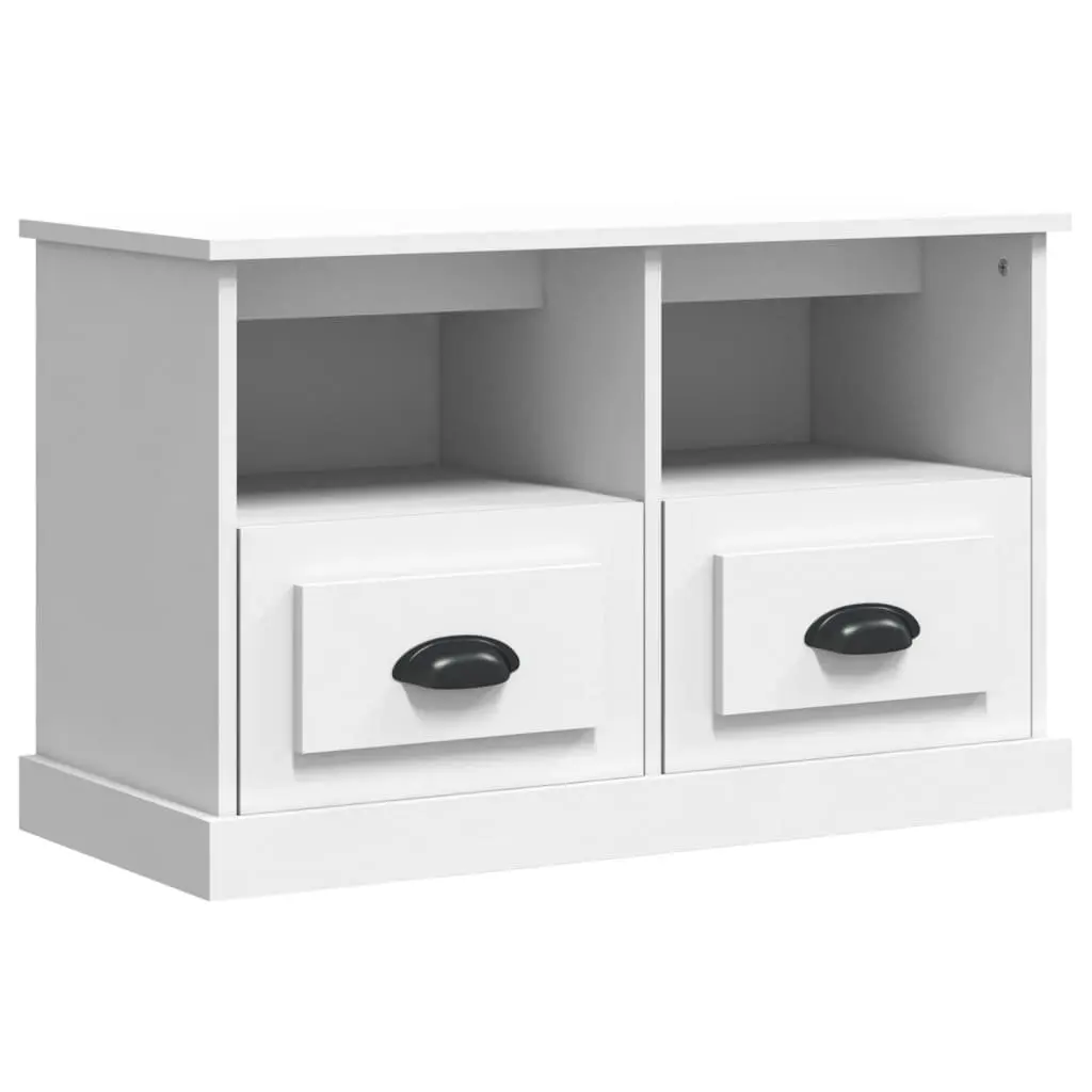 TV Cabinet Engineered Wood 80x35x50 cm White Storage Unit with Drawers