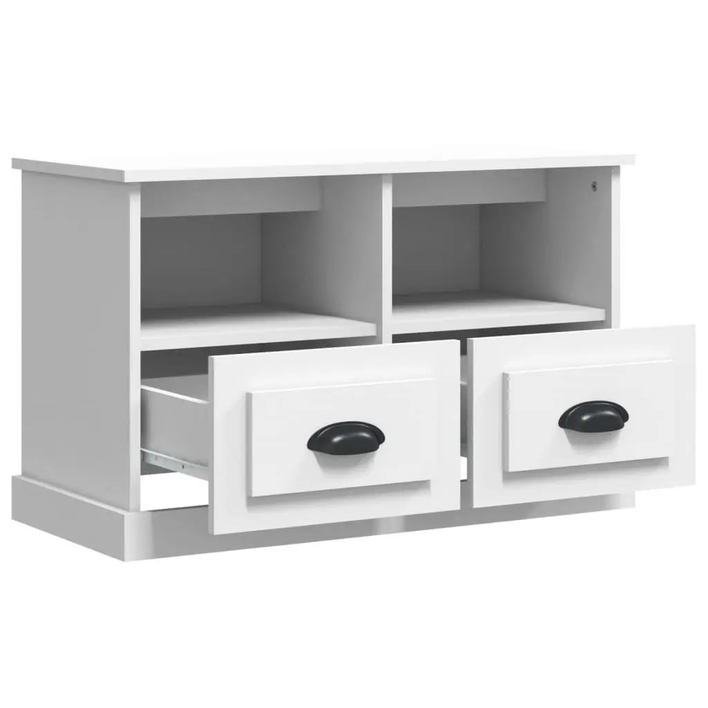 TV Cabinet Engineered Wood 80x35x50 cm White Storage Unit with Drawers