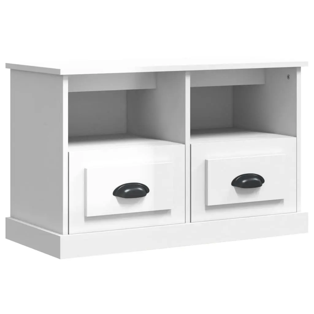 High Gloss White TV Cabinet with Storage Drawers