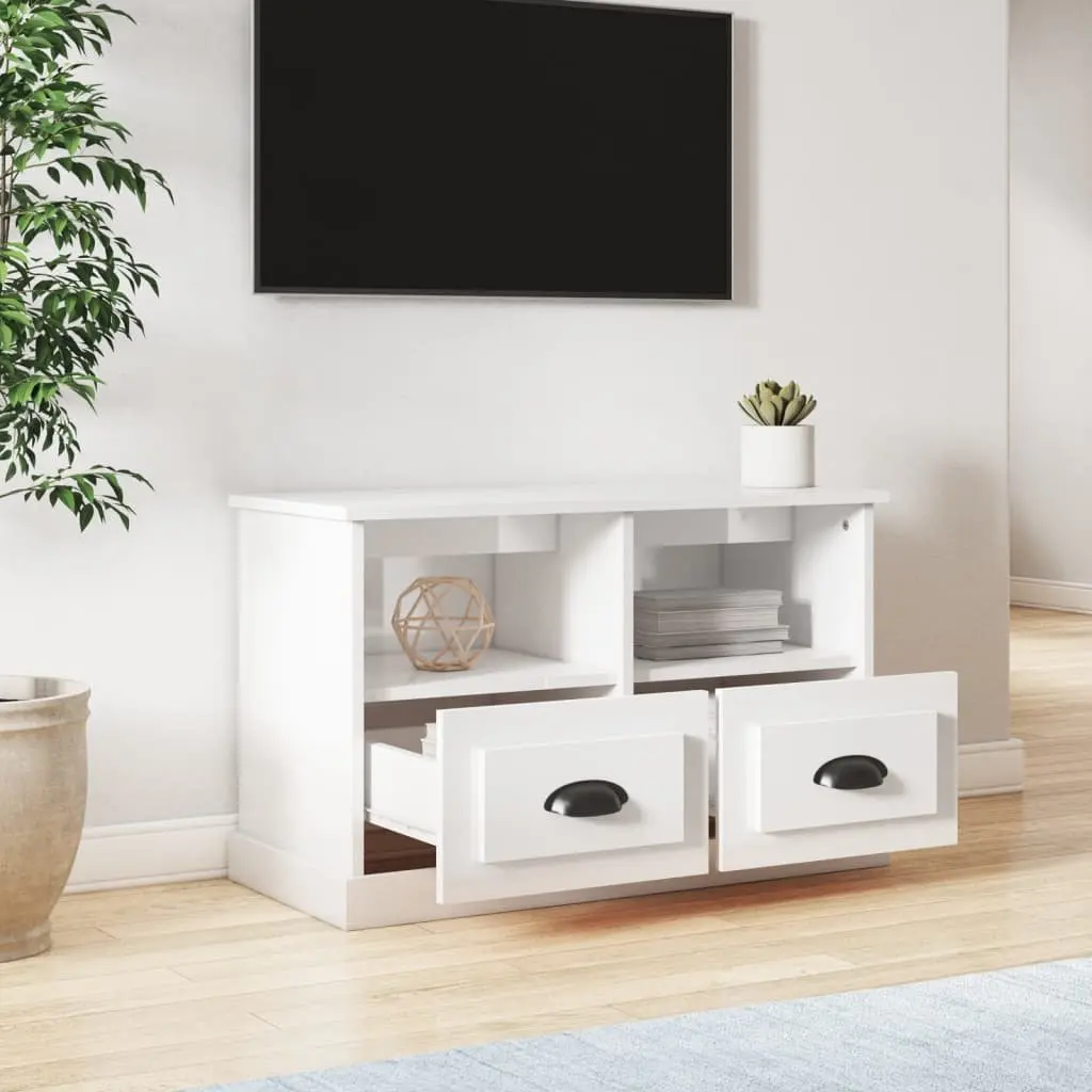 High Gloss White TV Cabinet with Storage Drawers