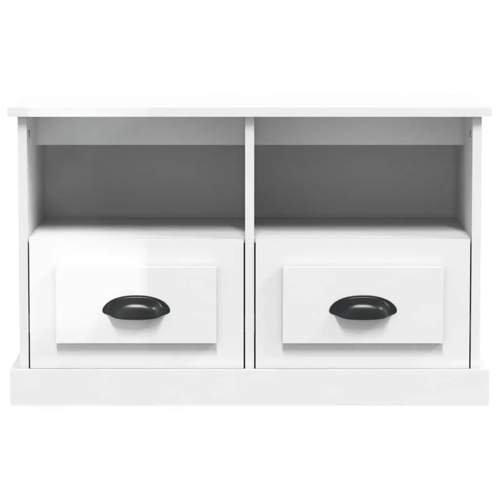 High Gloss White TV Cabinet with Storage Drawers