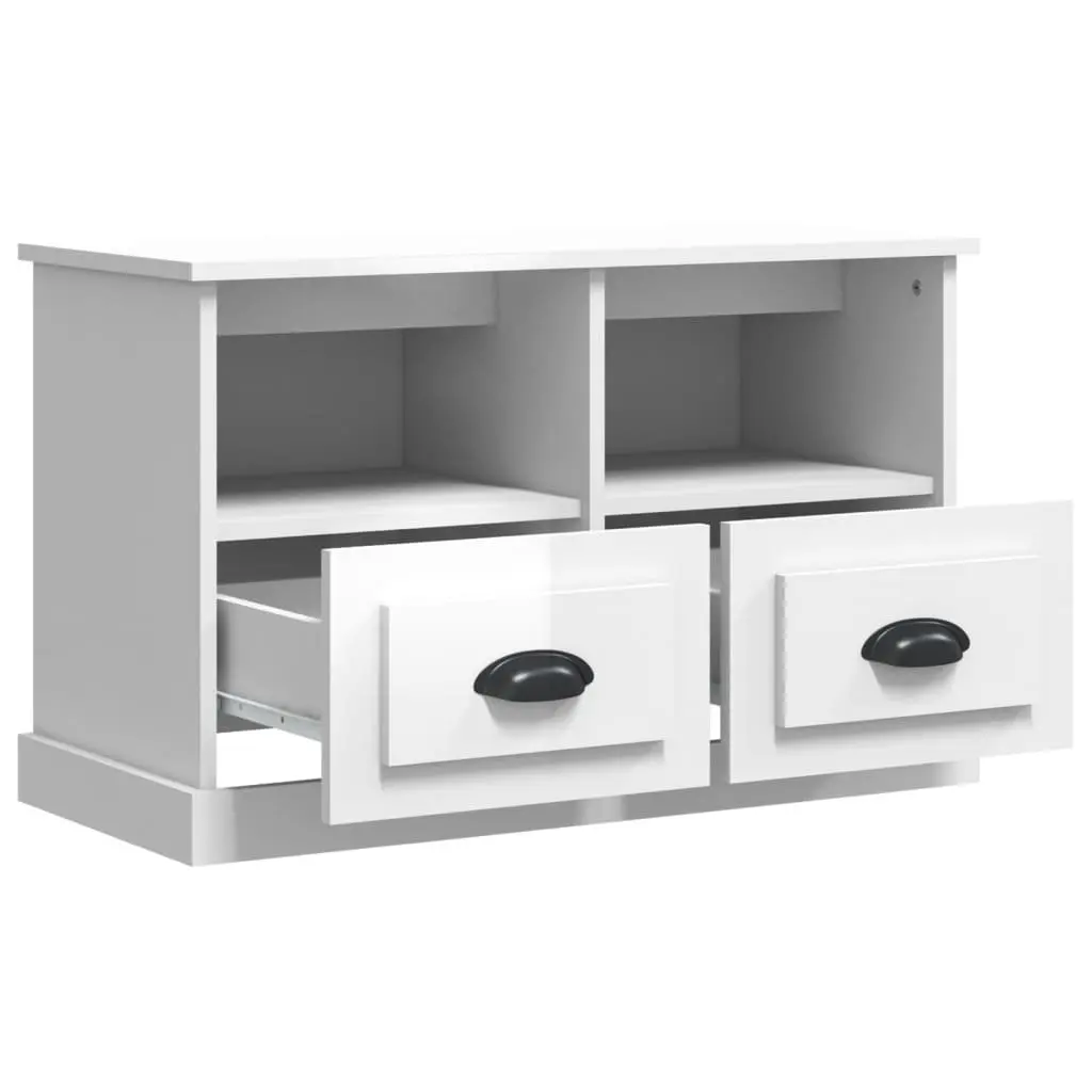 High Gloss White TV Cabinet with Storage Drawers