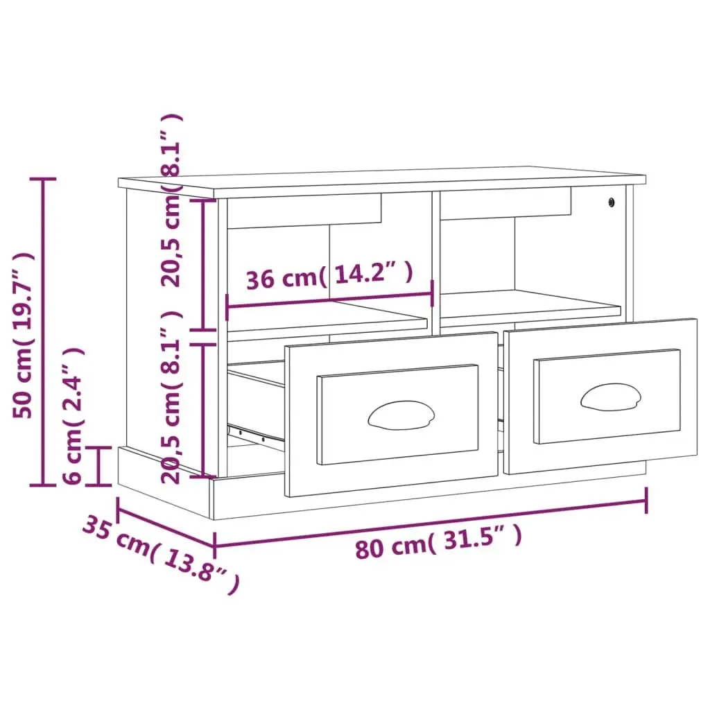 High Gloss White TV Cabinet with Storage Drawers