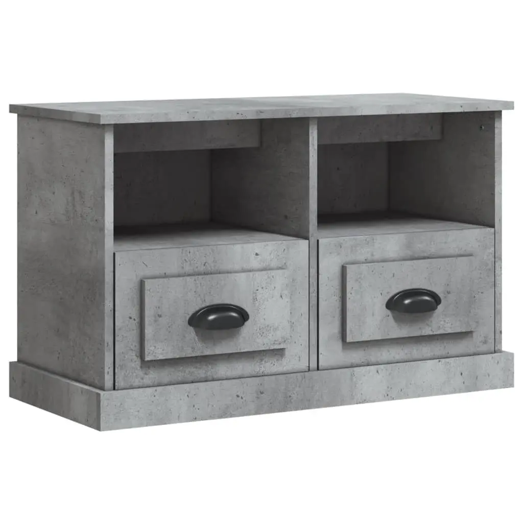 Grey Engineered Wood TV Cabinet with 2 Drawers