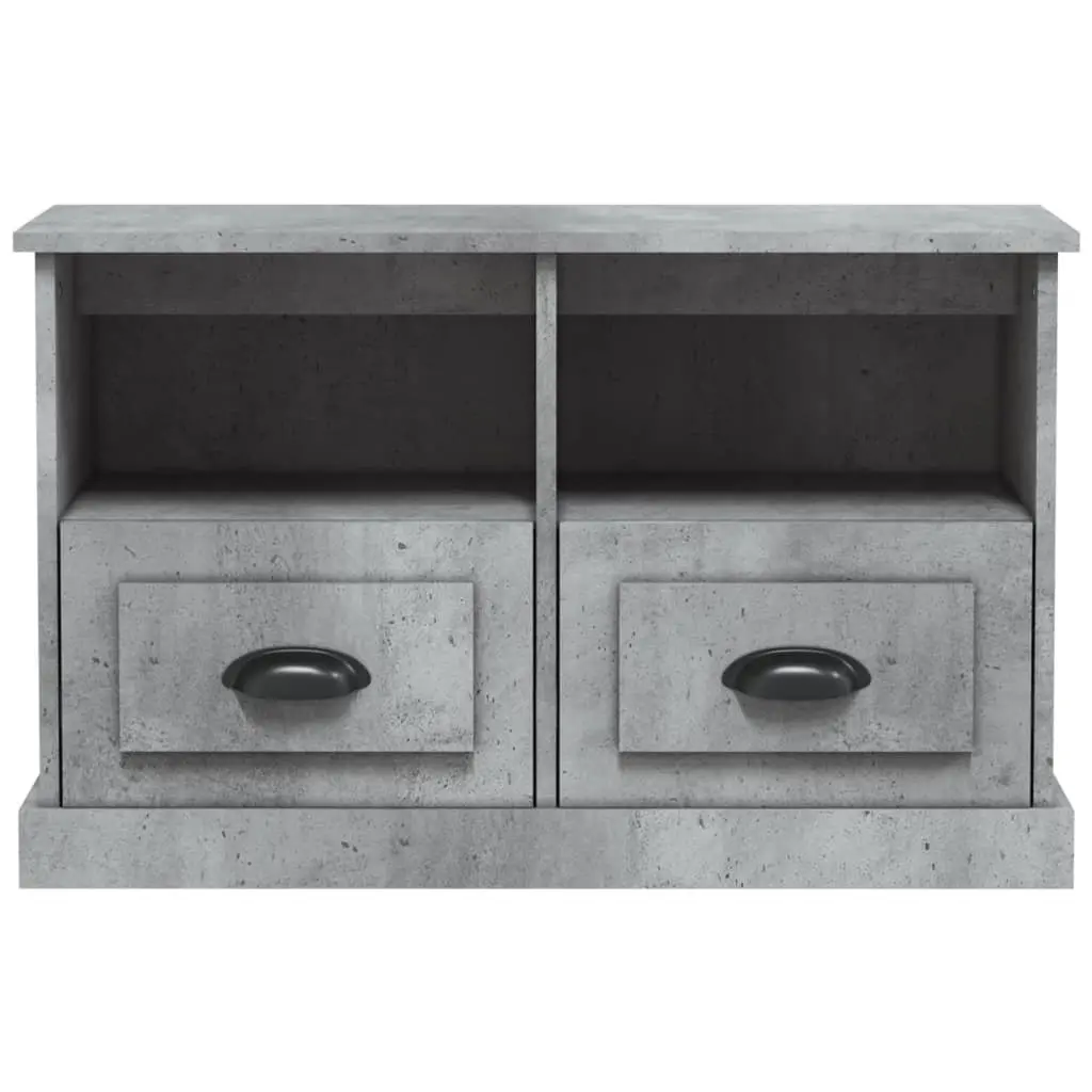 Grey Engineered Wood TV Cabinet with 2 Drawers