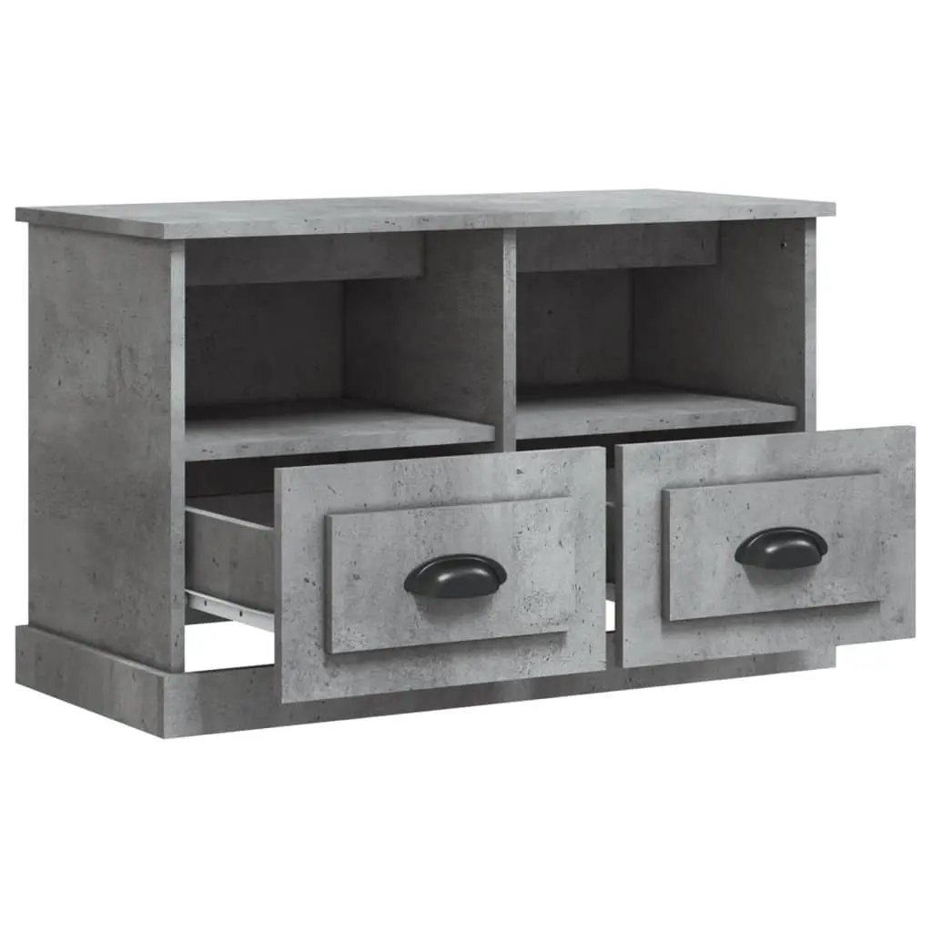 Grey Engineered Wood TV Cabinet with 2 Drawers