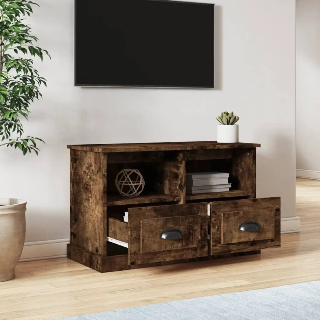Brown Engineered Wood TV Cabinet with Storage Drawers