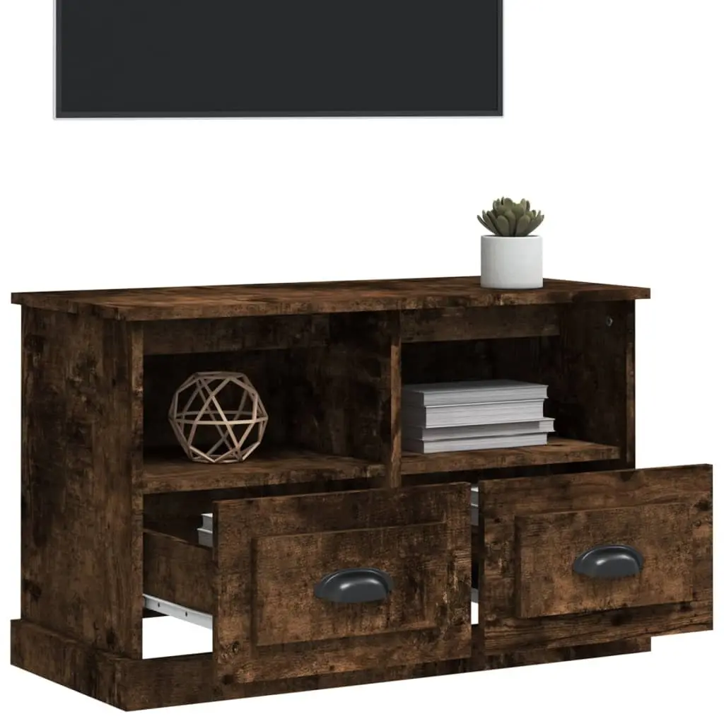 Brown Engineered Wood TV Cabinet with Storage Drawers