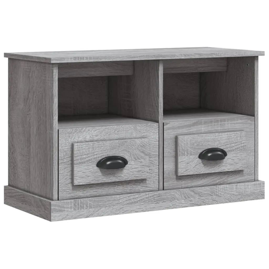 TV Cabinet Engineered Wood 80x35x50cm Grey Storage Unit Drawers