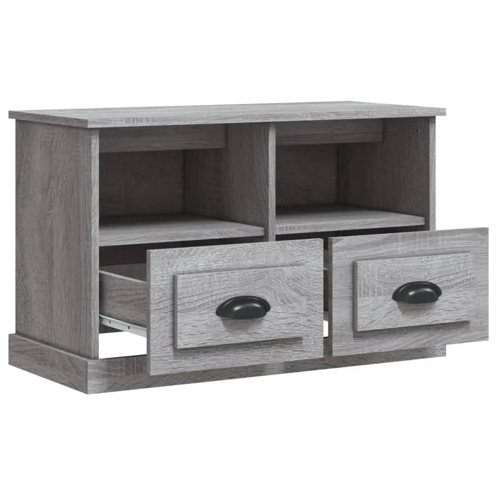 TV Cabinet Engineered Wood 80x35x50cm Grey Storage Unit Drawers