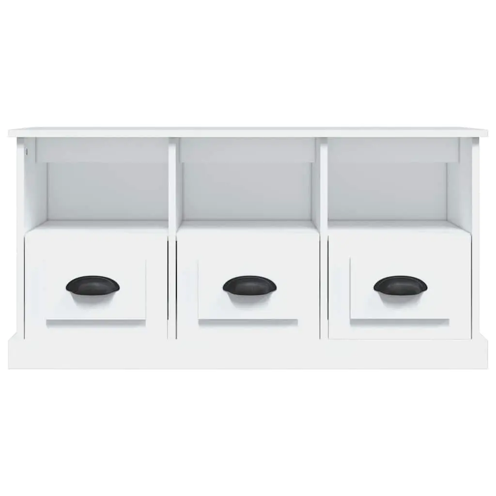 TV Cabinet Engineered Wood 100x35x50 cm White Storage Unit with Drawers Open Compartments