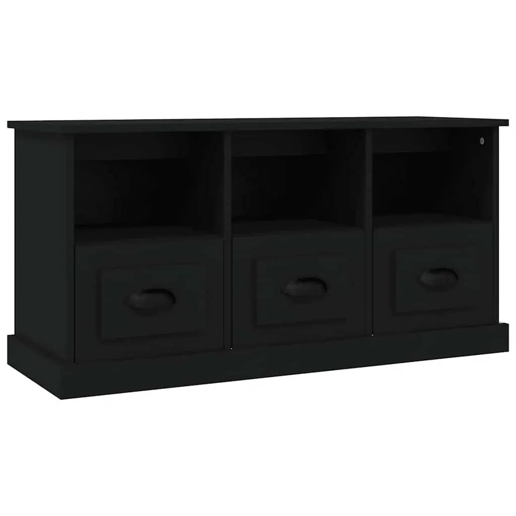 Black TV Cabinet with Ample Storage Drawers