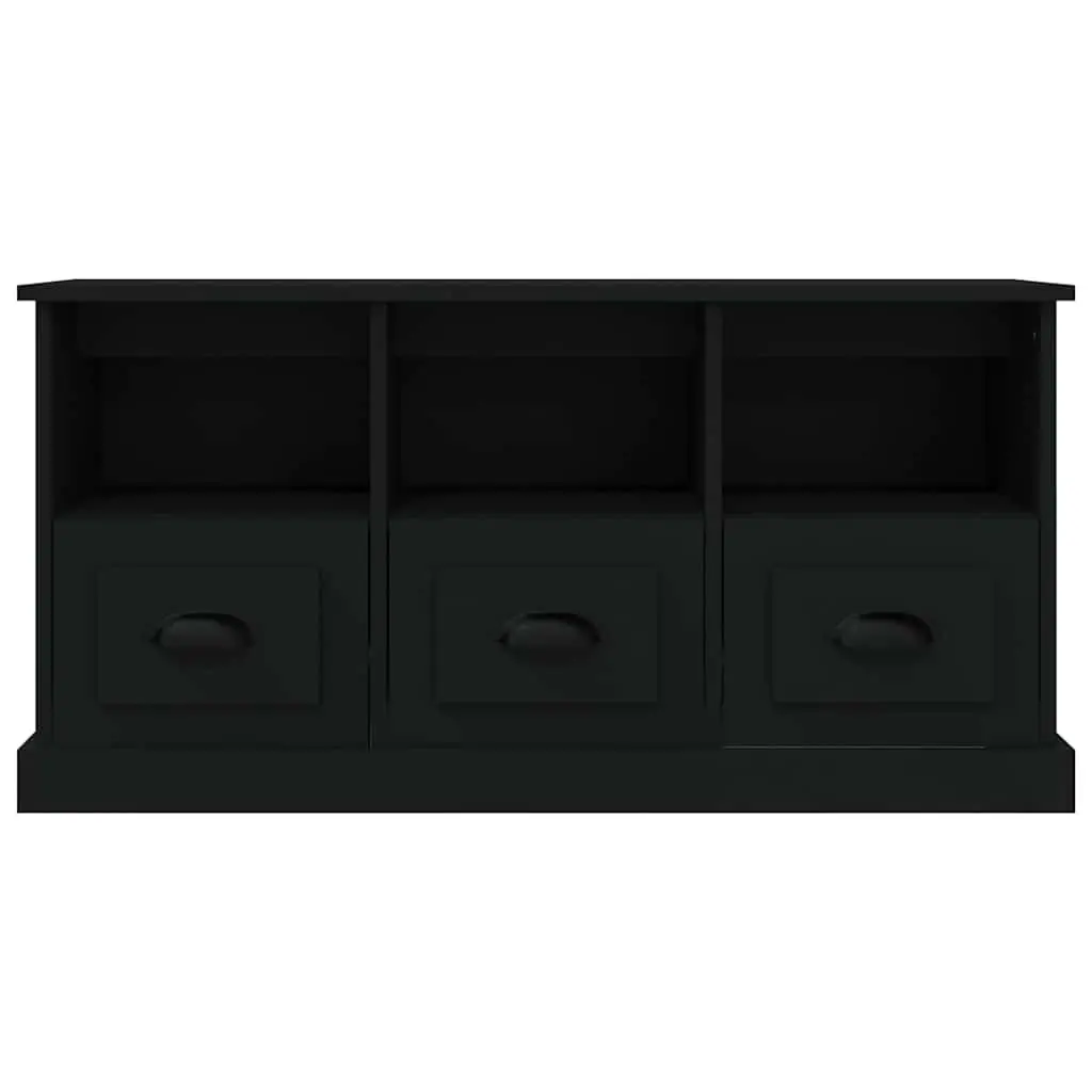 Black TV Cabinet with Ample Storage Drawers