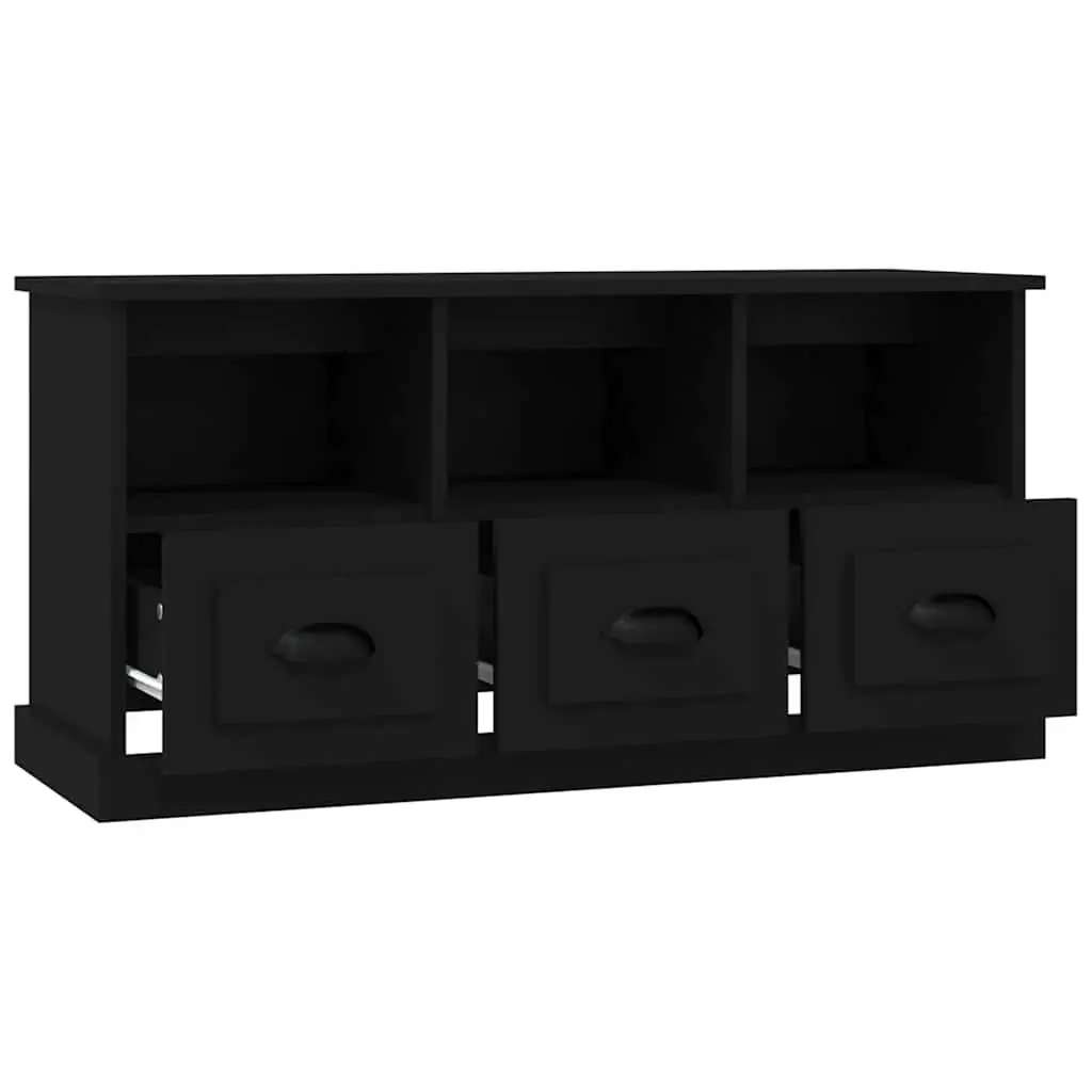 Black TV Cabinet with Ample Storage Drawers
