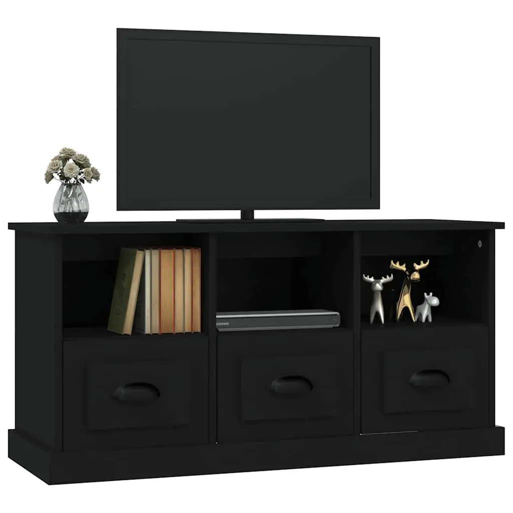 Black TV Cabinet with Ample Storage Drawers