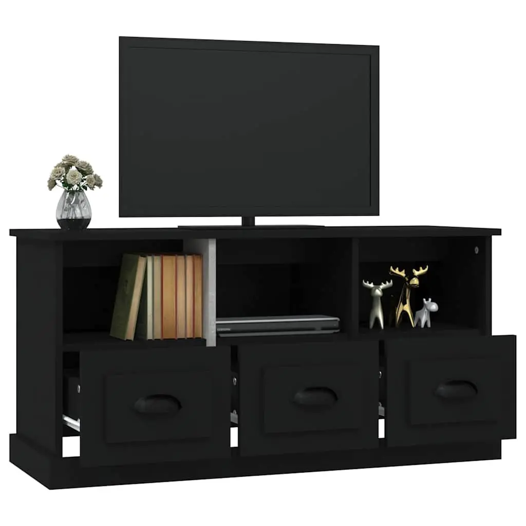 Black TV Cabinet with Ample Storage Drawers