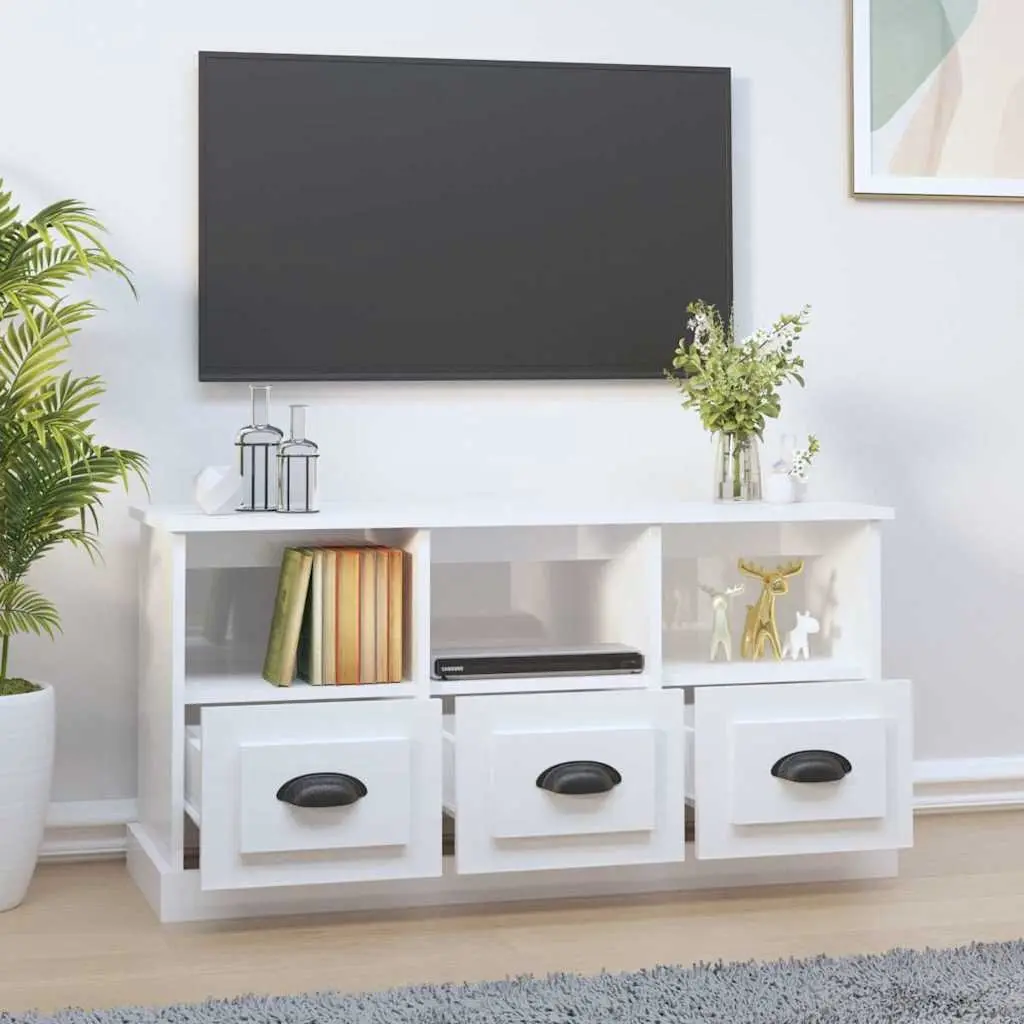 White High Gloss TV Cabinet 100x35x50cm