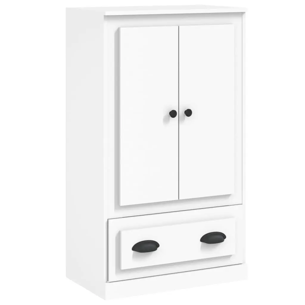 White Highboard Storage Cabinet in Engineered Wood