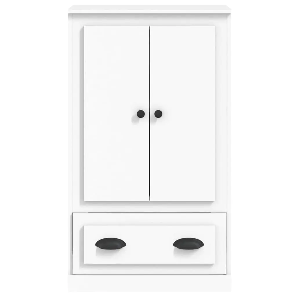 White Highboard Storage Cabinet in Engineered Wood