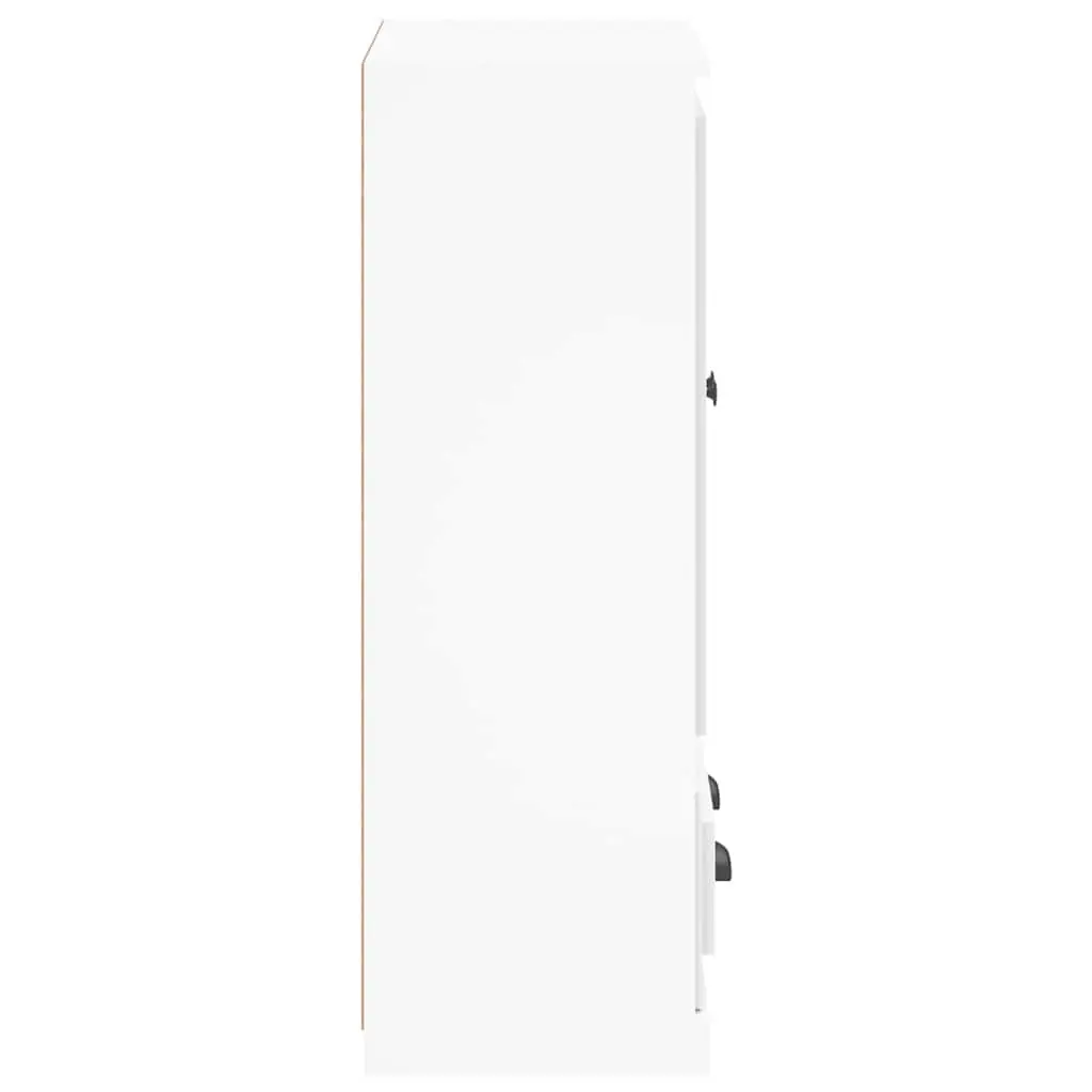 White Highboard Storage Cabinet in Engineered Wood
