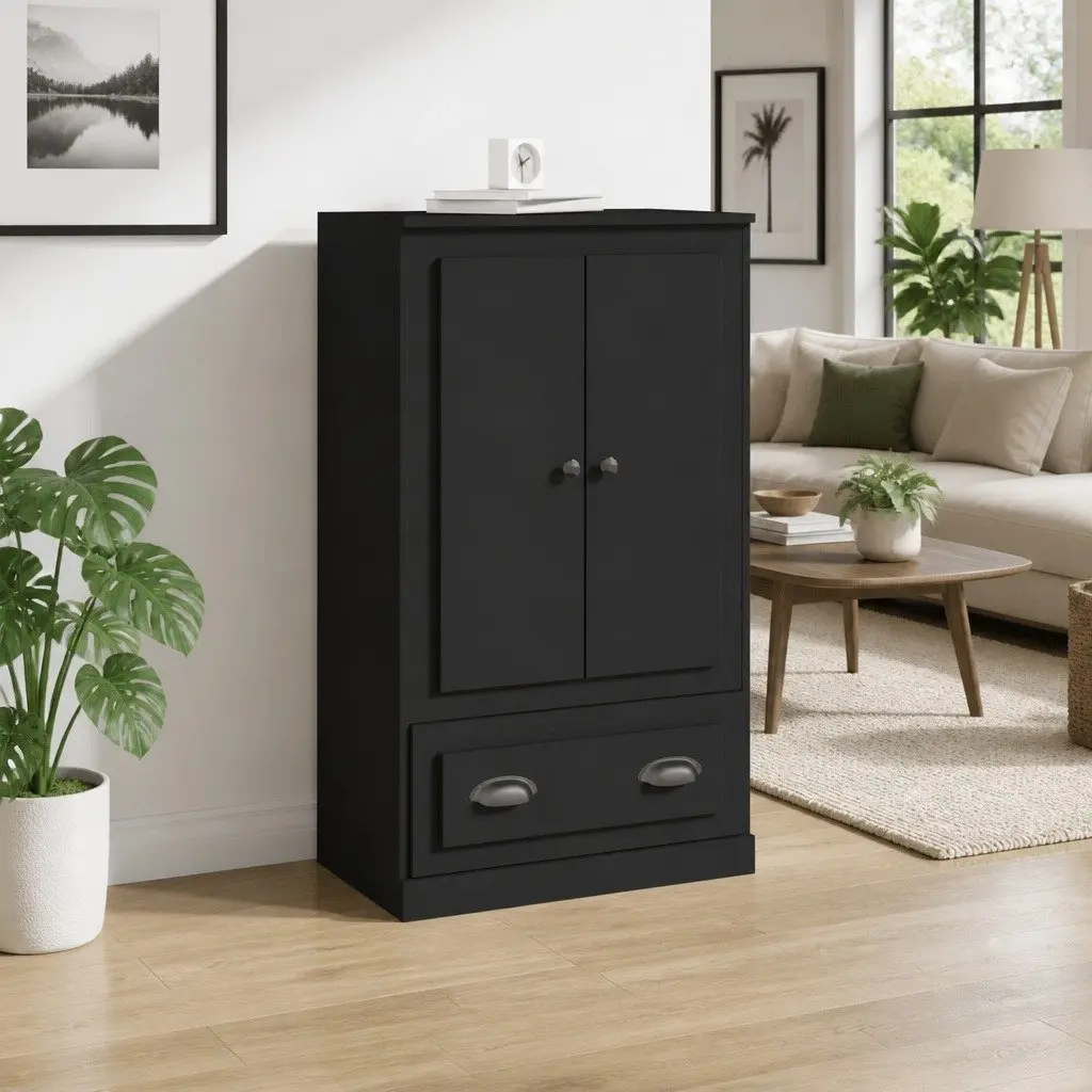 Black Highboard Sideboard Cabinet with Storage