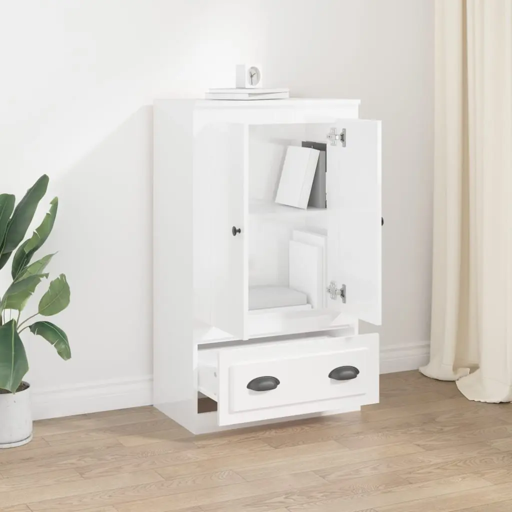 White High Gloss Highboard Storage Cabinet