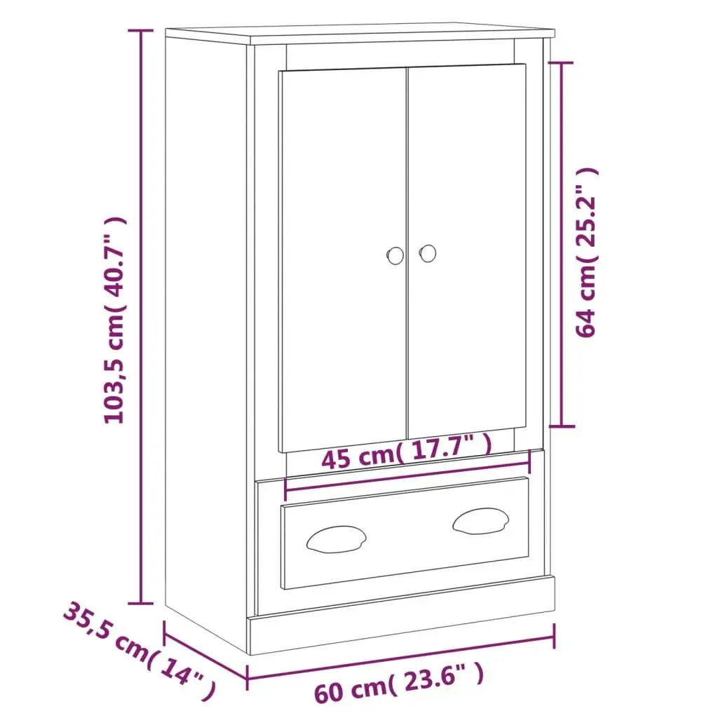 White High Gloss Highboard Storage Cabinet