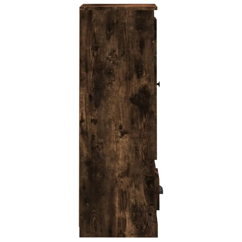 Highboard Engineered Wood 36 x 35.5 x 103.5 cm Brown Smoked Oak Storage Cabinet Sideboard Buffet Display Cupboard