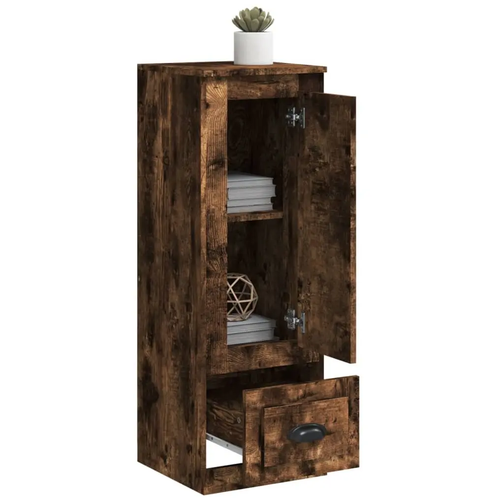 Highboard Engineered Wood 36 x 35.5 x 103.5 cm Brown Smoked Oak Storage Cabinet Sideboard Buffet Display Cupboard