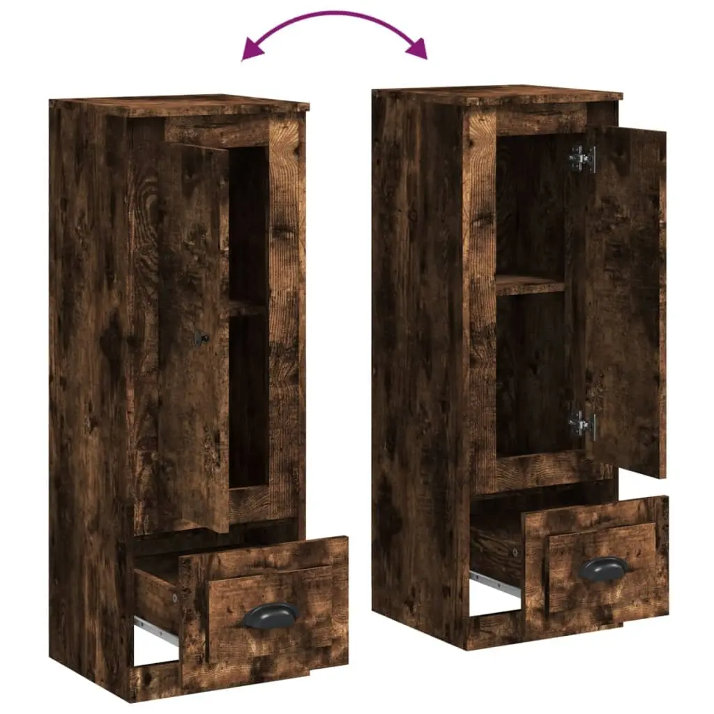 Highboard Engineered Wood 36 x 35.5 x 103.5 cm Brown Smoked Oak Storage Cabinet Sideboard Buffet Display Cupboard