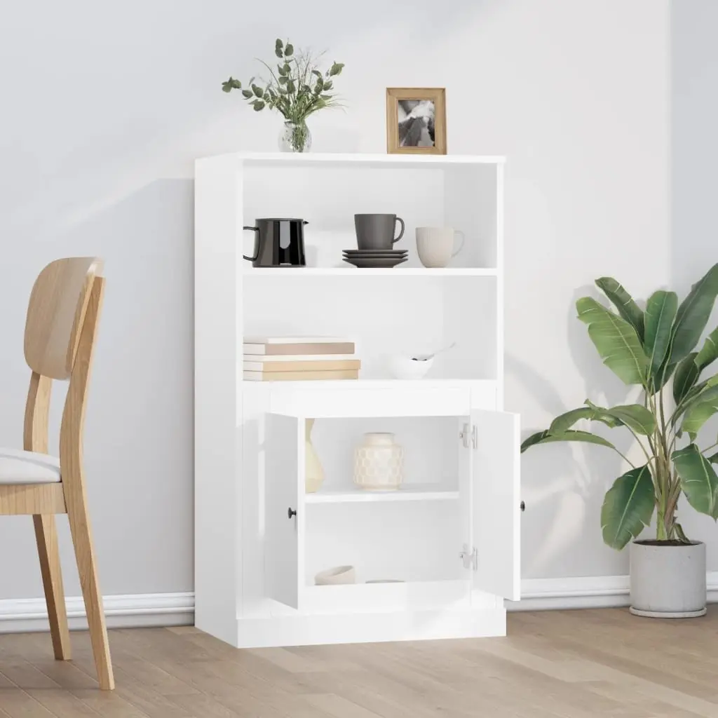 Highboard Storage Cabinet Engineered Wood 60 x 35.5 x 103.5 cm White