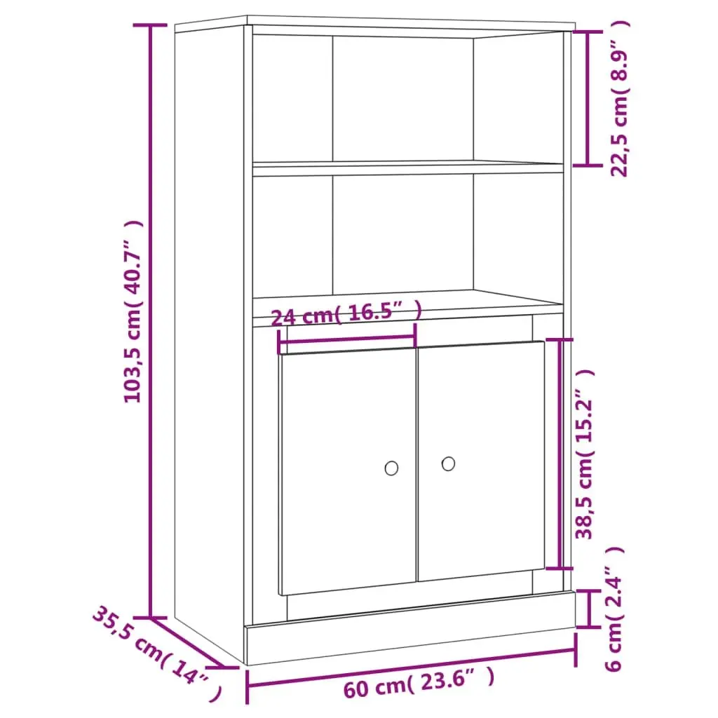 Grey Highboard Sideboard with Ample Storage Space