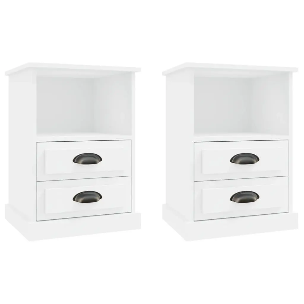 White Bedside Cabinets 2 pcs with Drawers