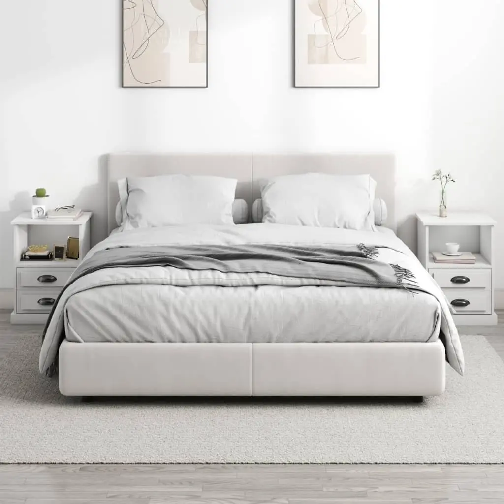 White Bedside Cabinets 2 pcs with Drawers