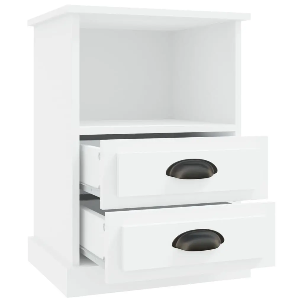 White Bedside Cabinets 2 pcs with Drawers