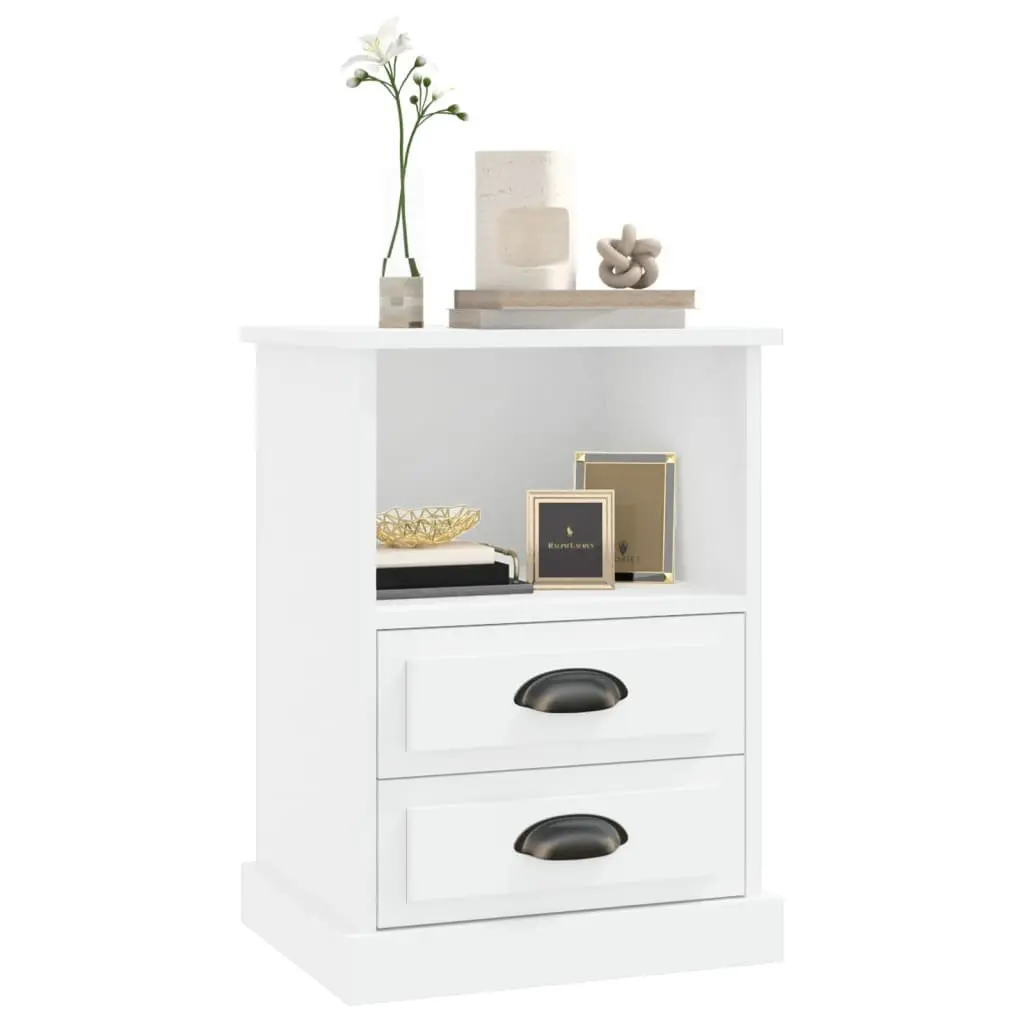 White Bedside Cabinets 2 pcs with Drawers